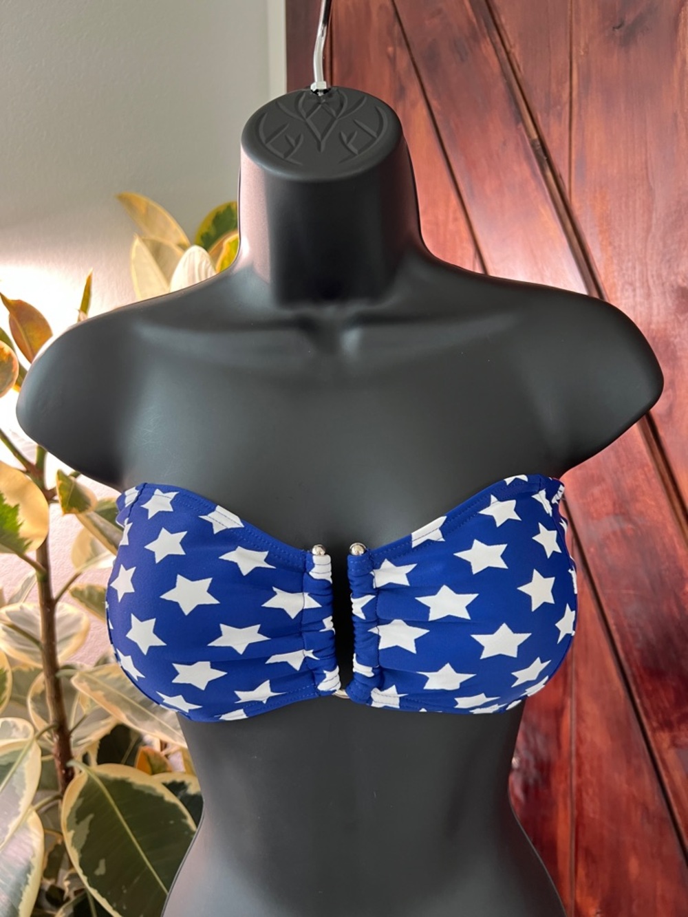 Star Print Bandeau Bikini Top